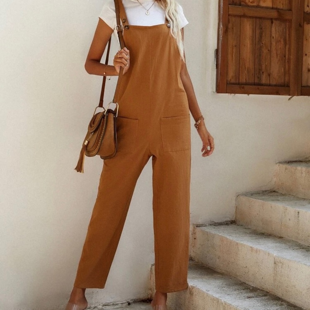 Two pocket pinafore jumpsuit